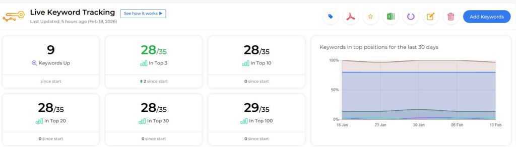 Live keyword tracking report
